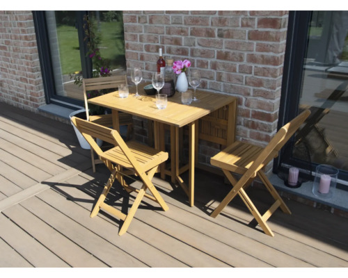 Balkonset met 4 stoelen en opvouwbare tafel