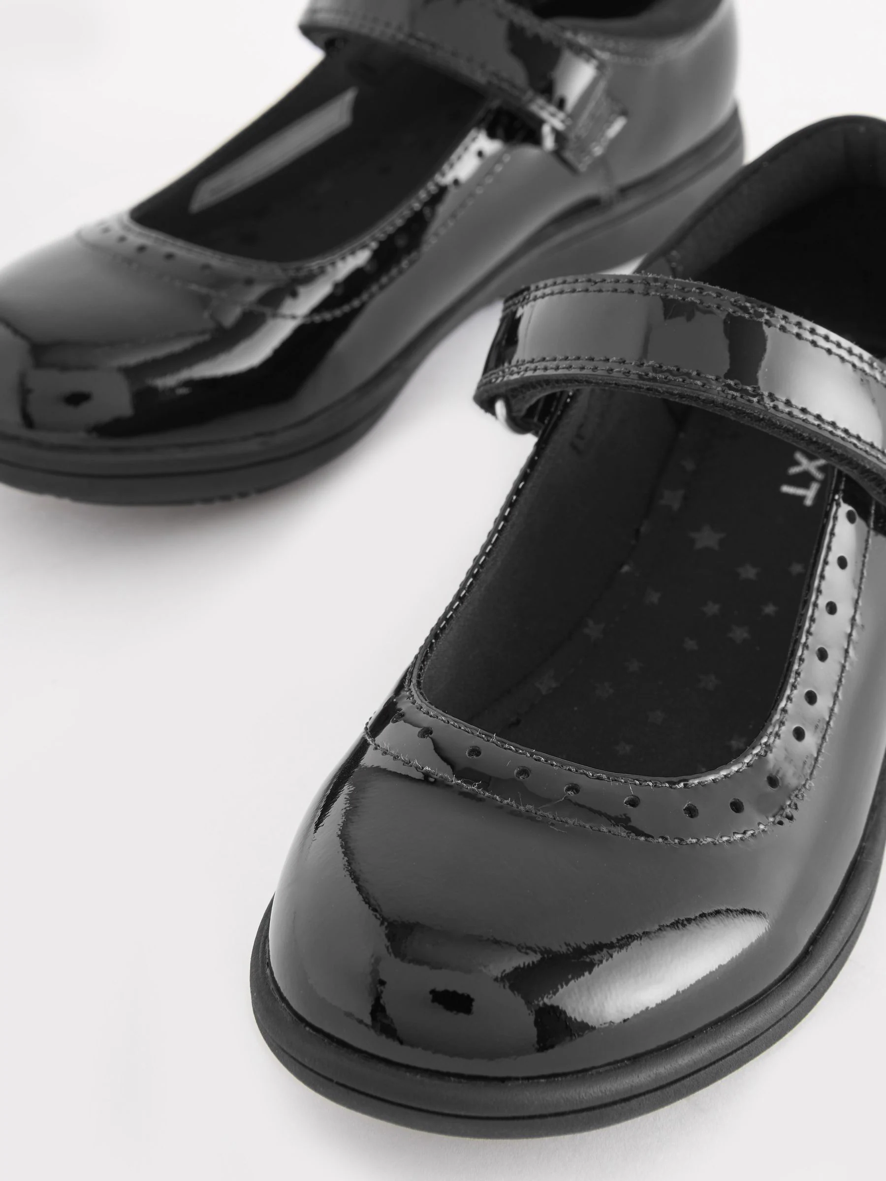 Zwart lak - Leren Mary Jane-schoolschoenen met broguedetail