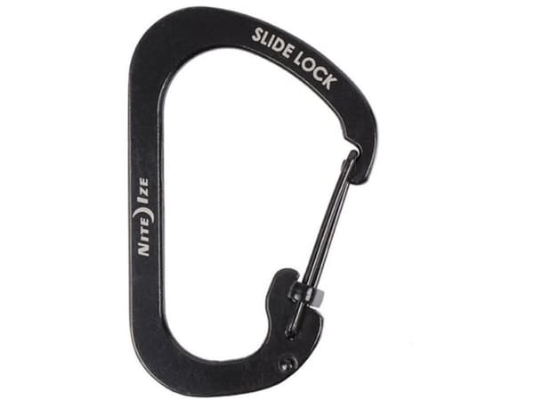 Nite Ize SlideLock, Strak åpning, Låsbar, D-formet, Rustfritt stål, Sort, 28 mm