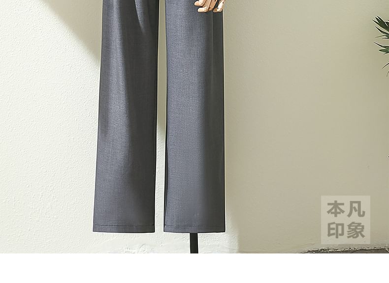 Rusutsu - High Rise Plain Wide Leg Broek