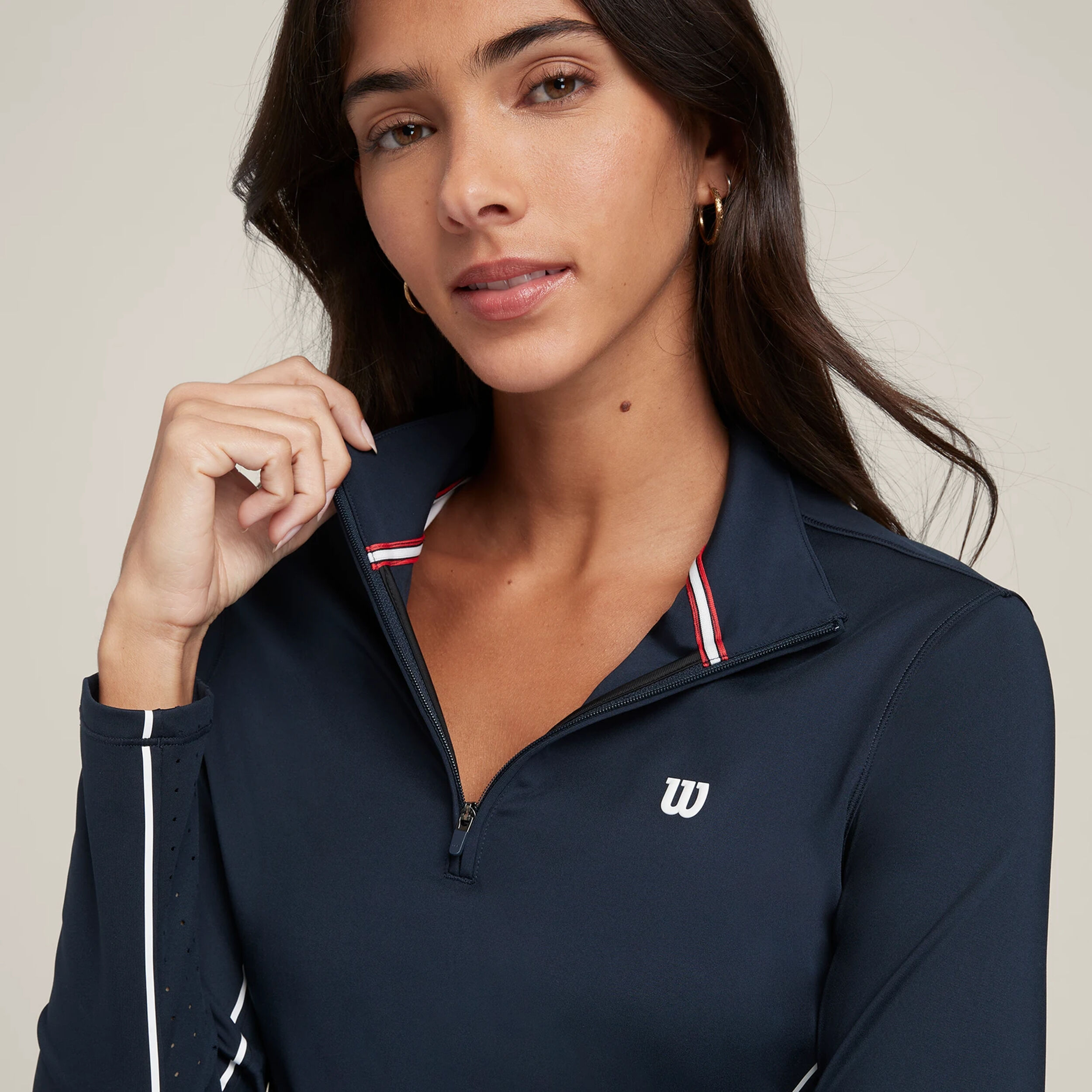 Wilson Brentwood Half-Zip Haut Manches Longues Femmes - Bleu Foncé
