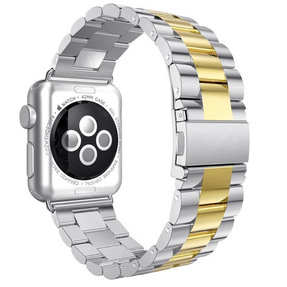 Apple Watch (49/46/45/44 mm) Deluxe Edelstahl Armband - Silber / Gold