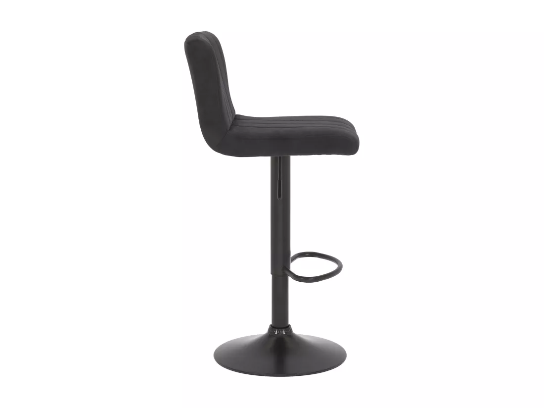 Lot de 2 Tabouret de bar - Velours & Métal noir mat - Noir - Jamie