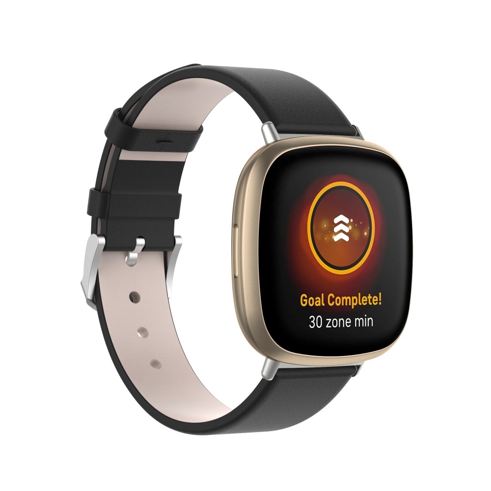 Fitbit Versa 3 / Sense 2 / Sense Leder Armband (Gelenkumfang 175-220mm) - Schwarz
