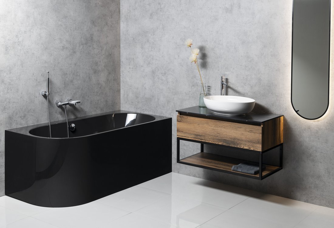 Polysan Astra hoekbad rechts 160x75x60cm grijs