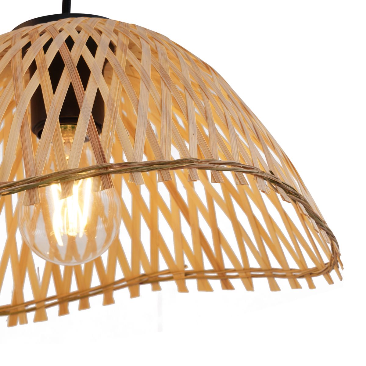 Bohemian hanglamp zwart met bamboe 3-lichts - Lily