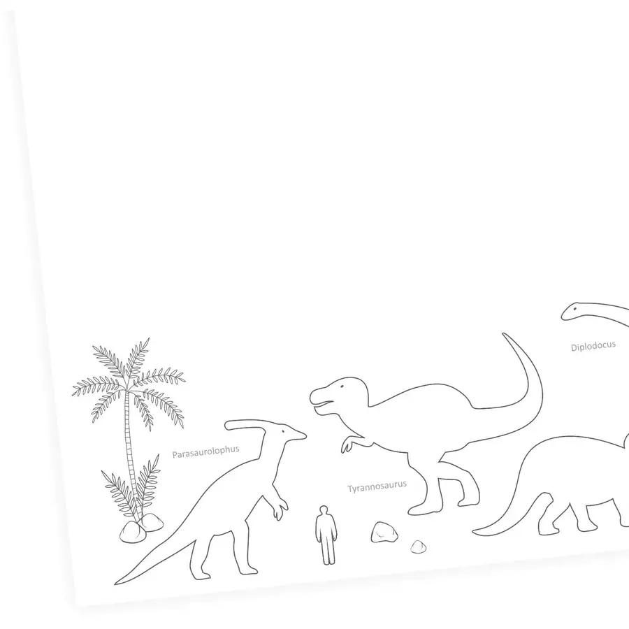 Nikima Papierunterlage A2 Schreibtischunterlage Dinosaurier zum ausmalen weiß