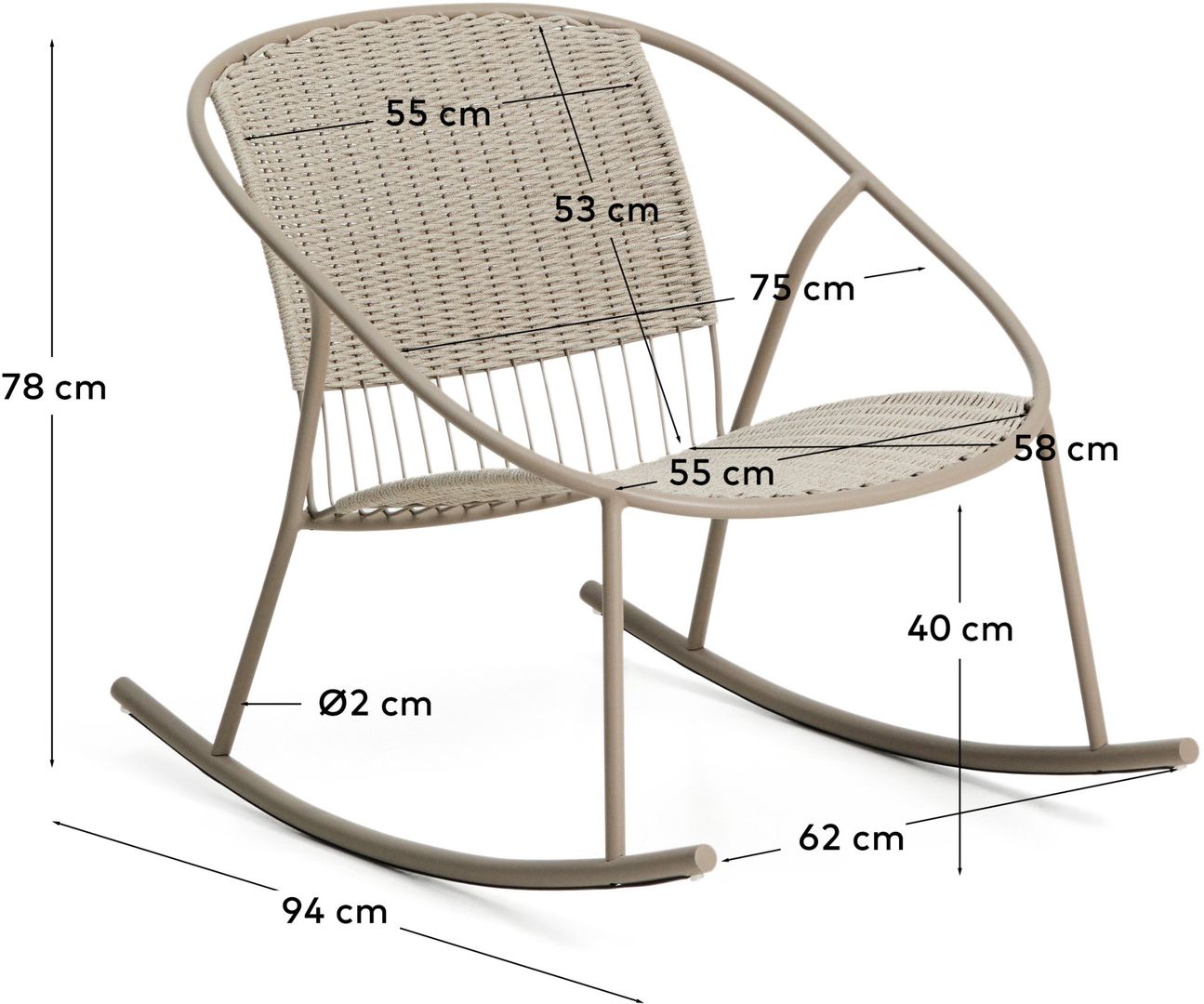 Kave Home   Atrani Outdoor Schommelstoel