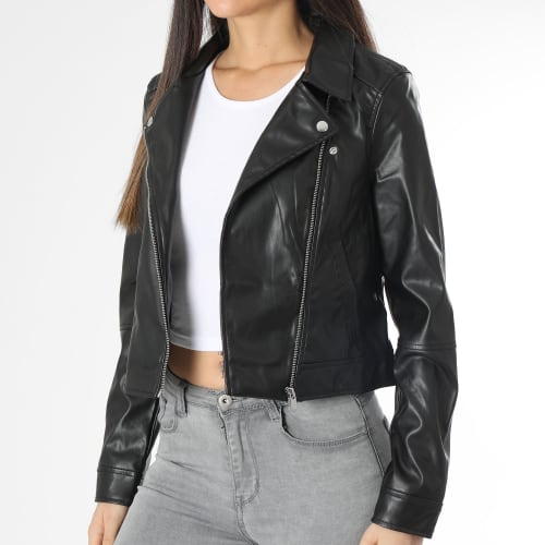 Veste Biker Crop Femme Bella Annabel Noir