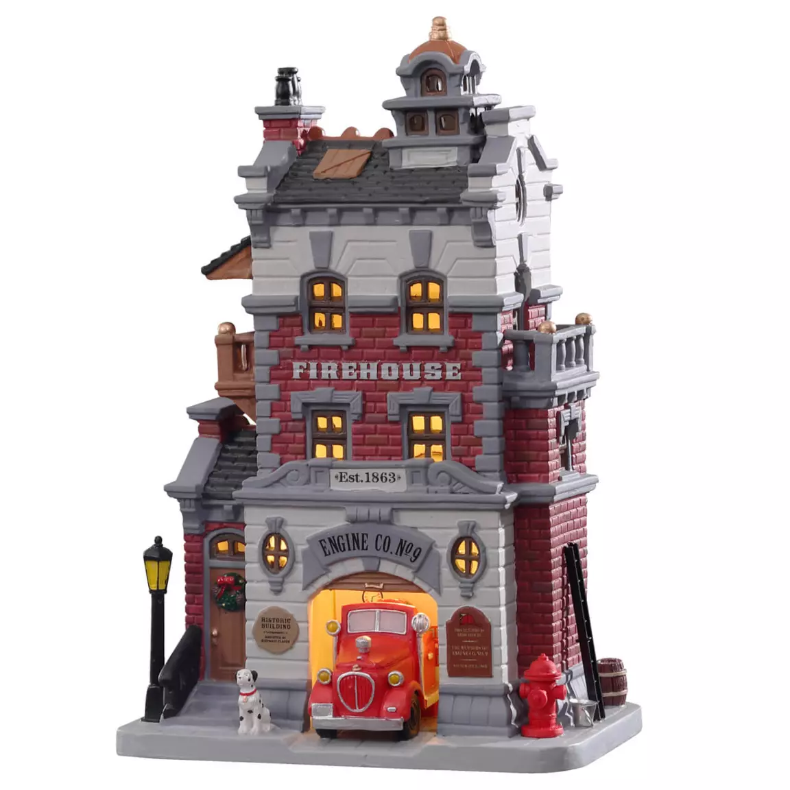 Village de Noël Lemax à piles lumineux Caserne des pompiers