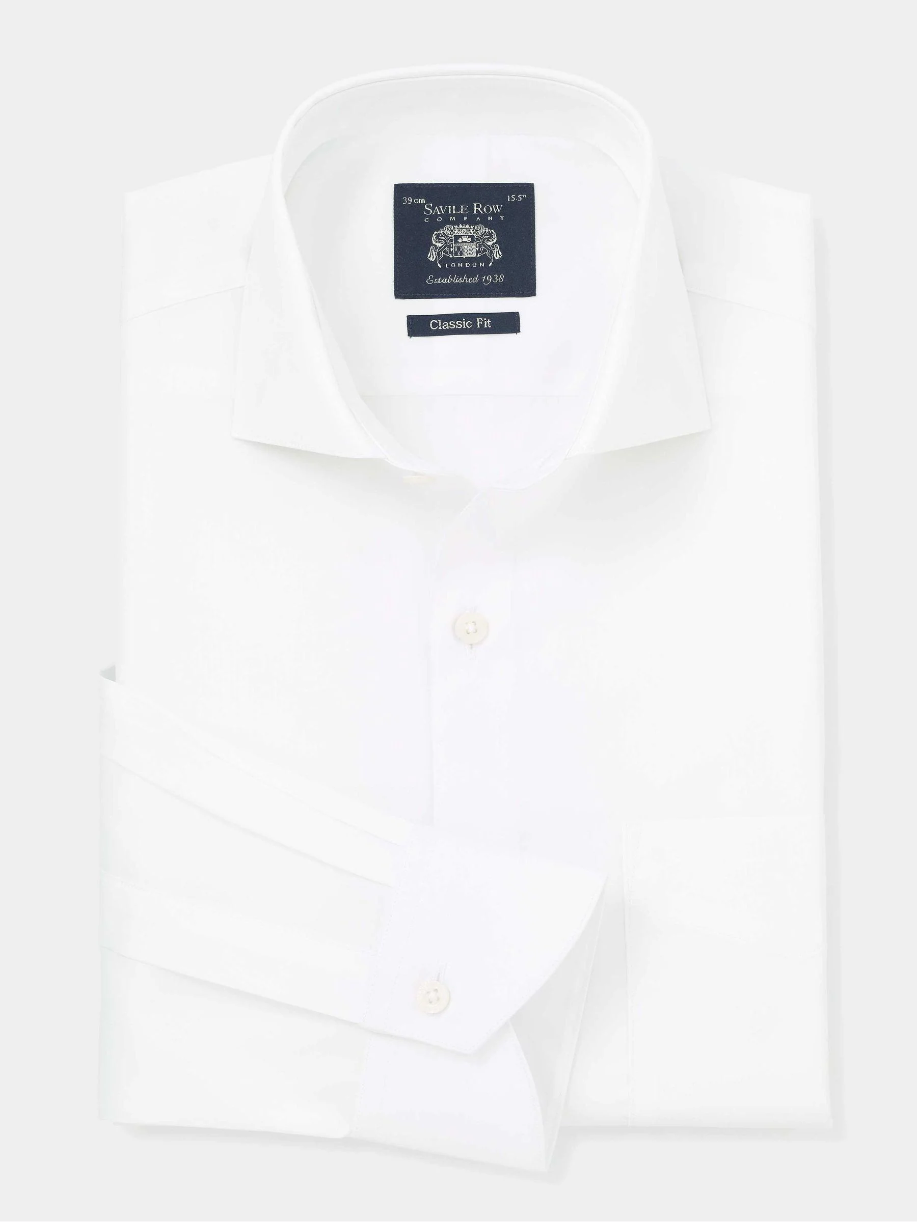 Savile Row Company Classic Fit Cotton Poplin Single Cuff White Formal Shirt