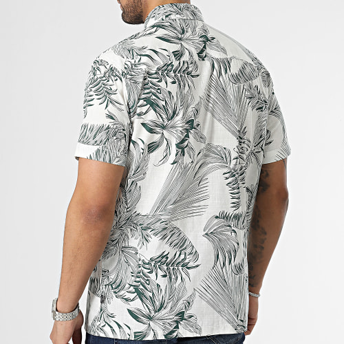 Chemise Manches Courtes Rogan Blanc Vert Kaki Floral