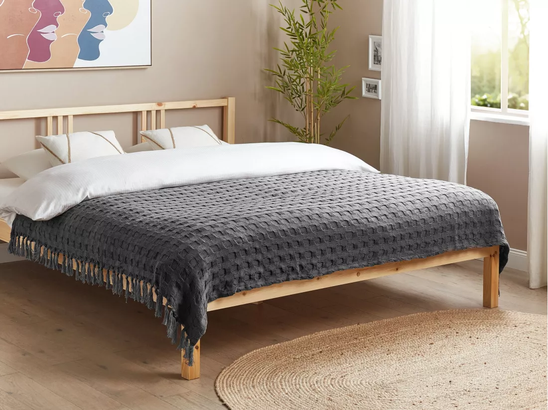 Couvre-lits BERE Coton 150 x 200 cm Gris foncé