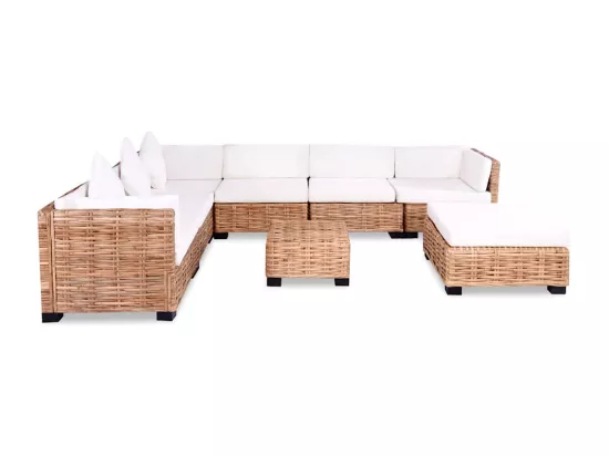NETTLIFE Ensemble de canapés 27 pcs Rotin naturel