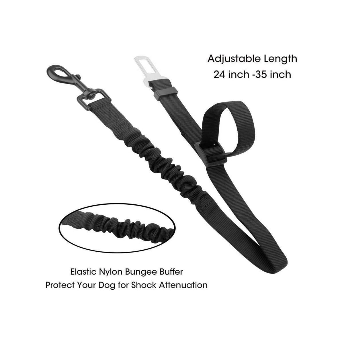 Hundebelte Elastisk bilbelte alle hunderaser (svart)