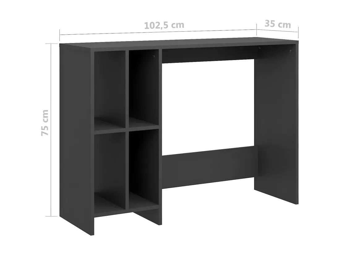 Bureau d'ordinateur portable Gris 102,5x35x75 cm Aggloméré