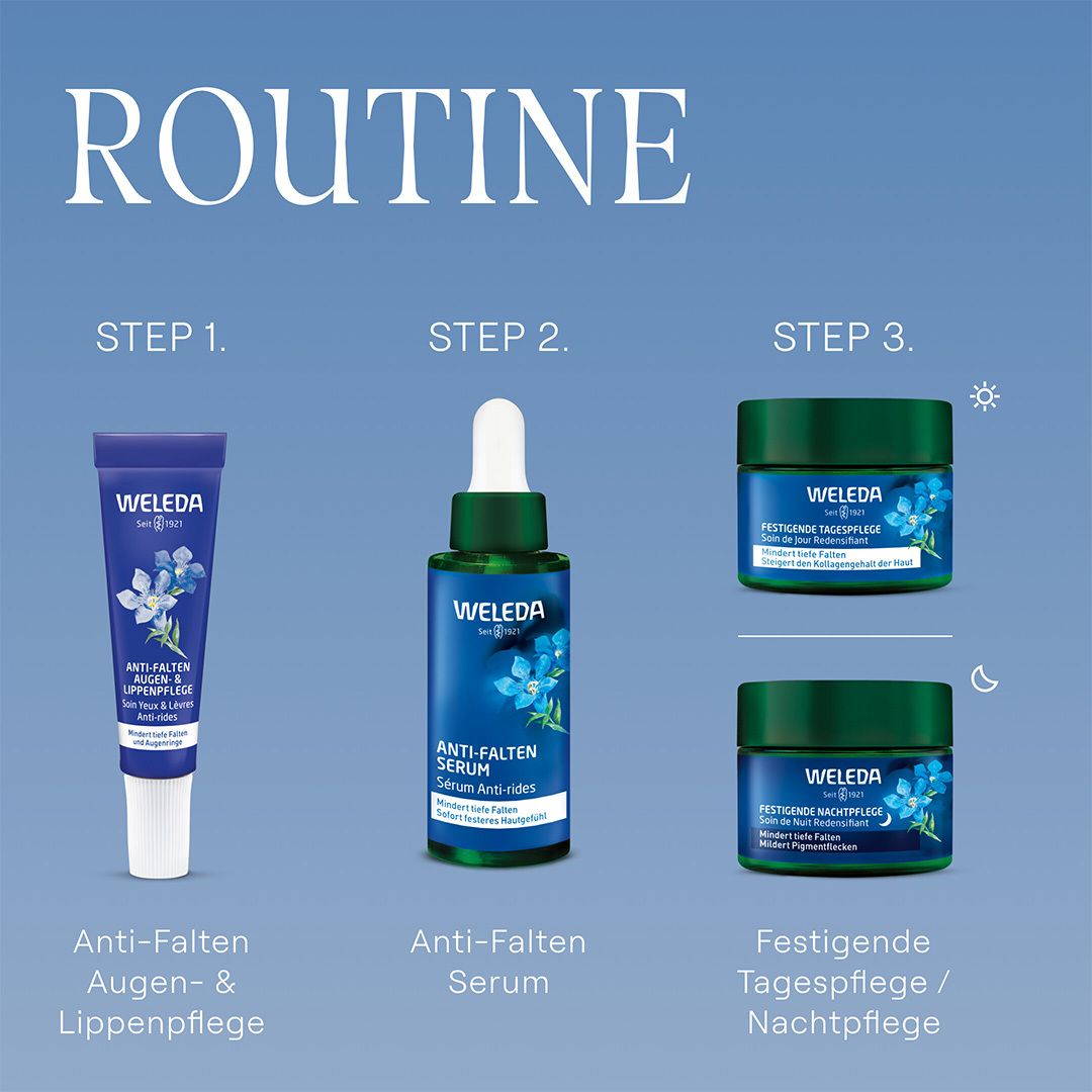 Weleda Anti-Falten Serum Blauer Enzian & Edelweiss - reduziert tiefe Falten & strafft die Haut