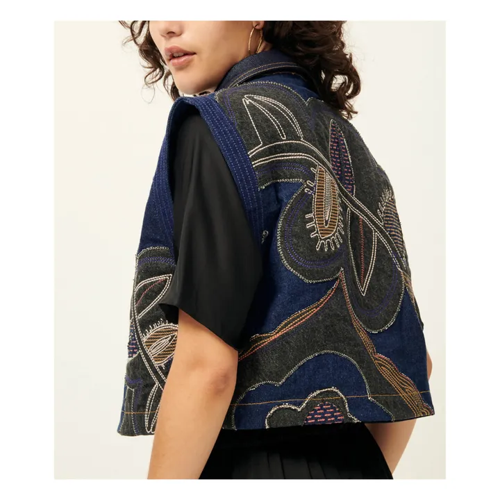 Sessùn Veste Sans Manches Brodée Moorfolk | Denim