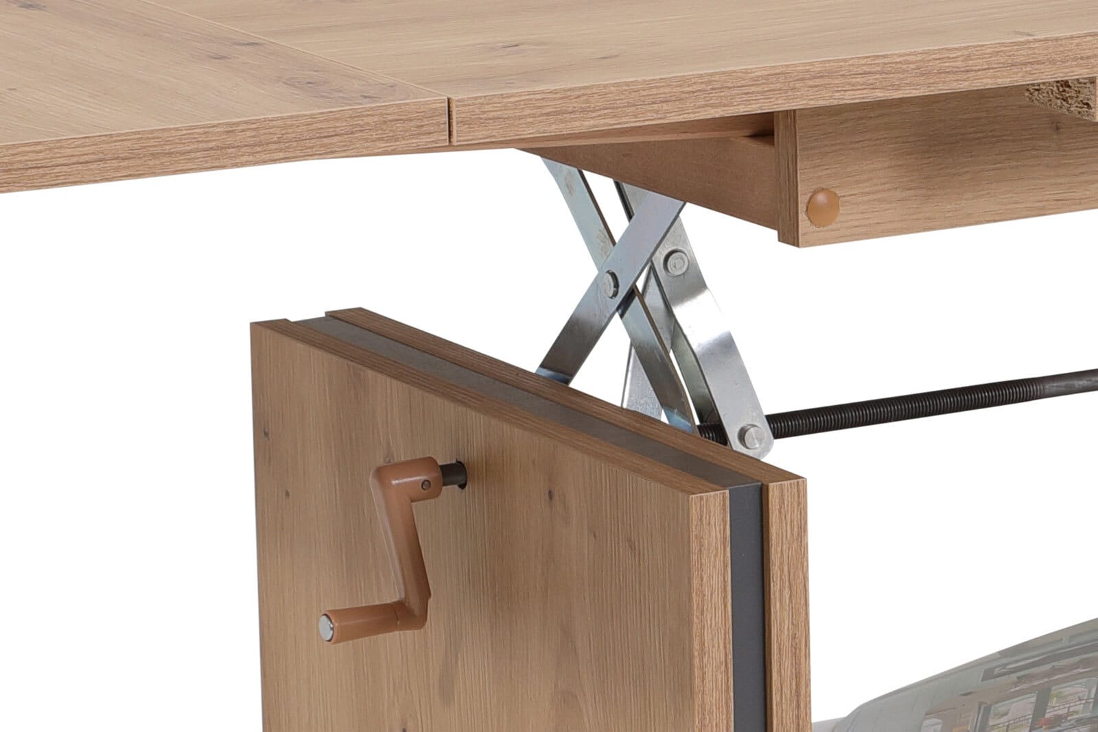 Couchtisch Hilmar, Eiche hell, mit Ablage / 2 Ansteckplatten
