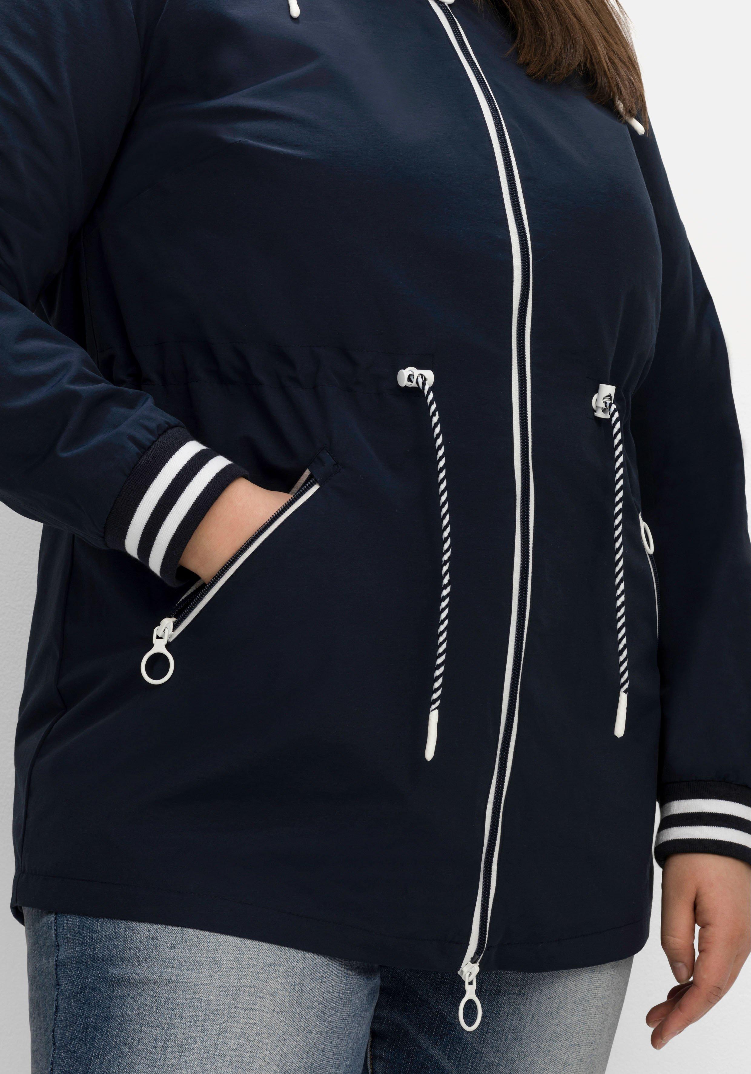Kapuzenparka mit Kontrastdetails und Taillen-Tunnelzug