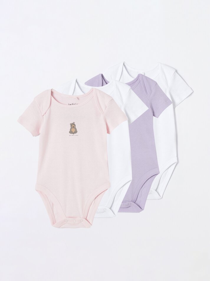 Conjunto com 4 bodies de manga curta combinando - Azul