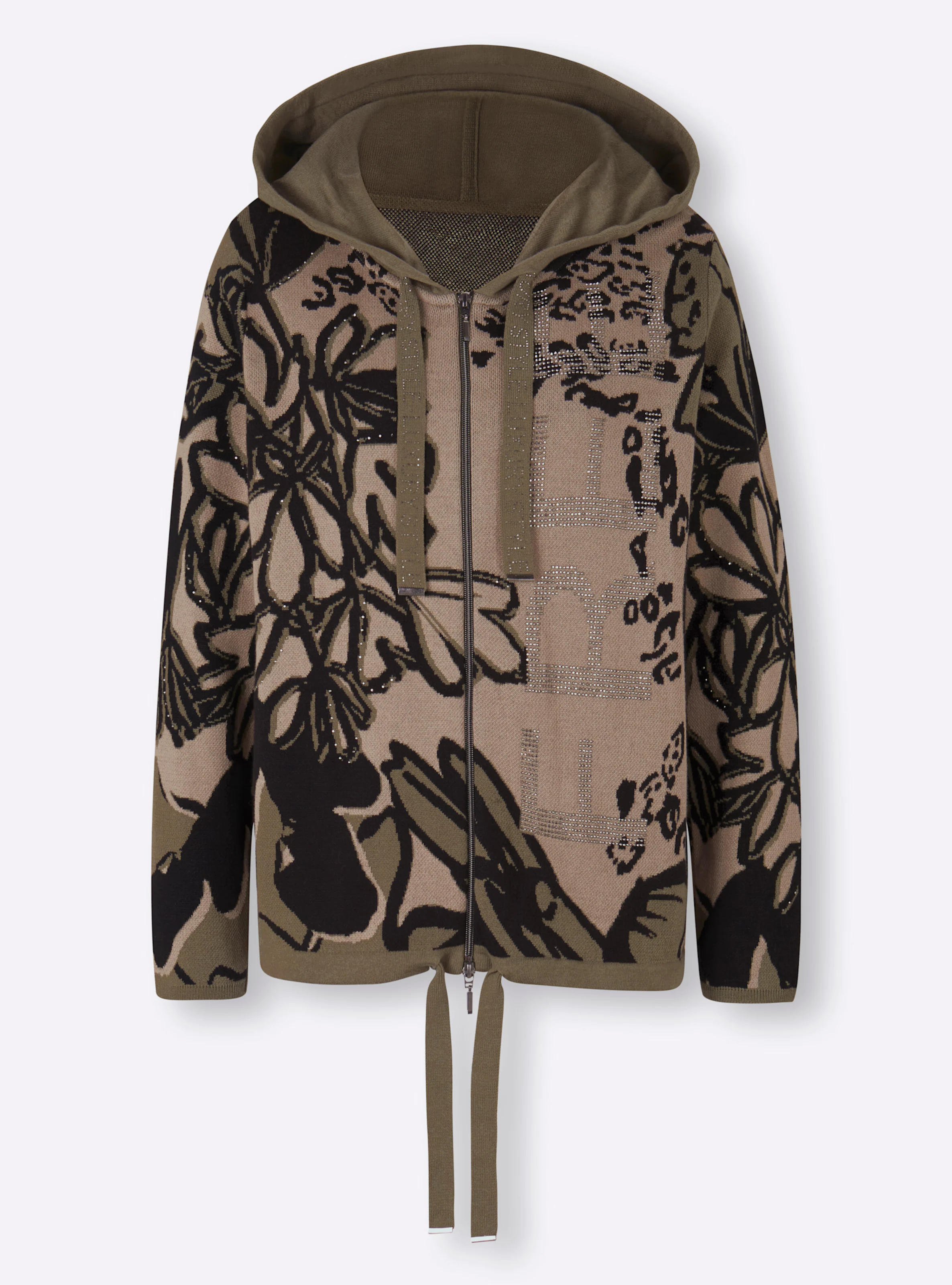heine Strickjacke in khaki-schlamm-gemustert