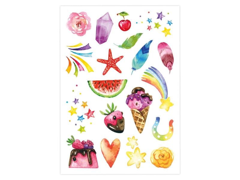 Papierdrachen Tattoo Set Einhorn, Meerjungfrau, Prinzessin 6 Bögen