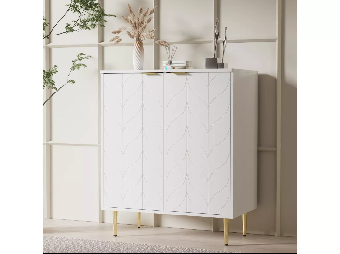 Buffet avec 2 portes, commode, placard d'entrée, 75l*40p*90h cm, couleur blanche.