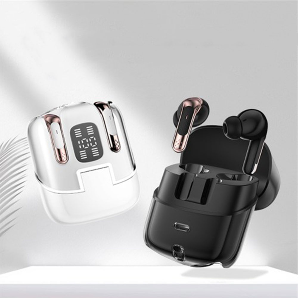 In-Ear Bluetooth 5.4 Wireless Stereo Audio Sport Kopfhörer inkl. Ladecase mit Display-Ladeanzeige (300mAh) - Weiss