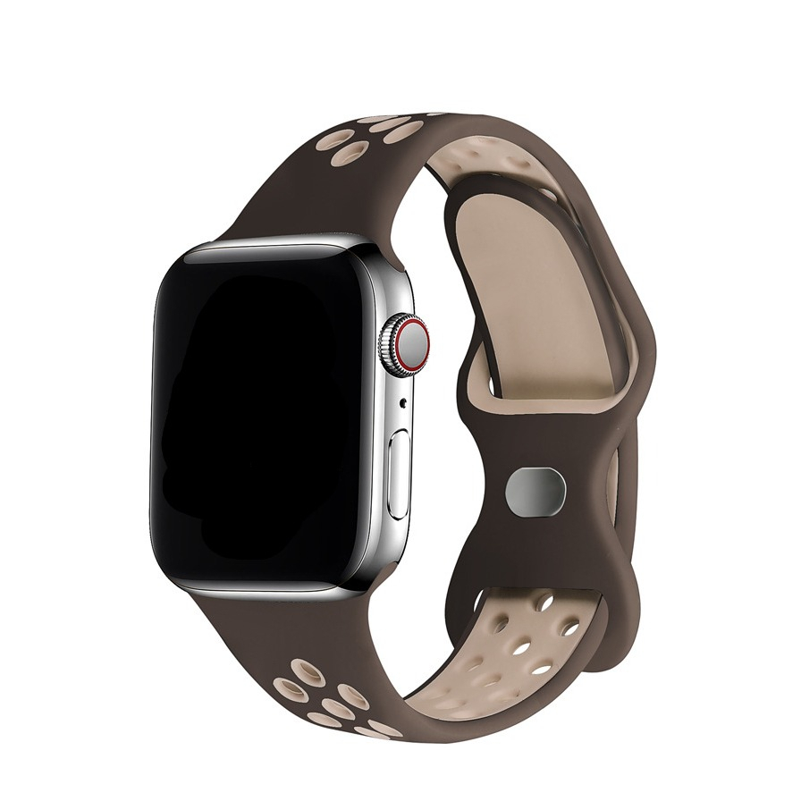 Apple Watch (49/46/45/44 mm) Silikon Sport Armband Dual Color (Gelenkumfang: 170-210mm) - Braun / Beige