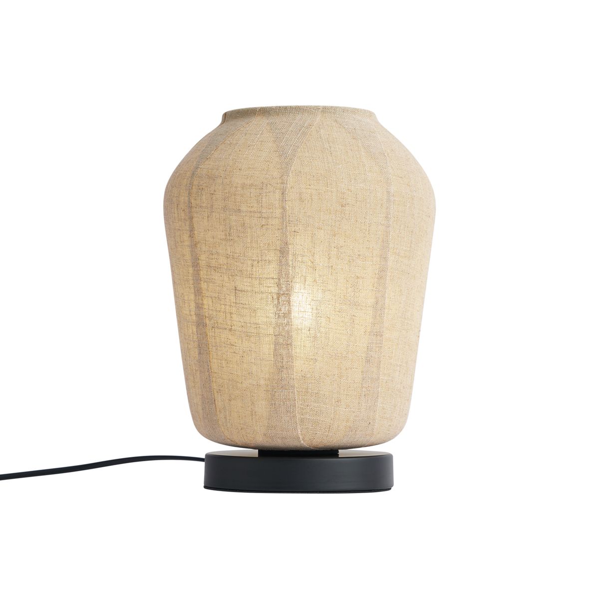 Japandi tafellamp zwart met beige linnen kap 21.5cm - Nami