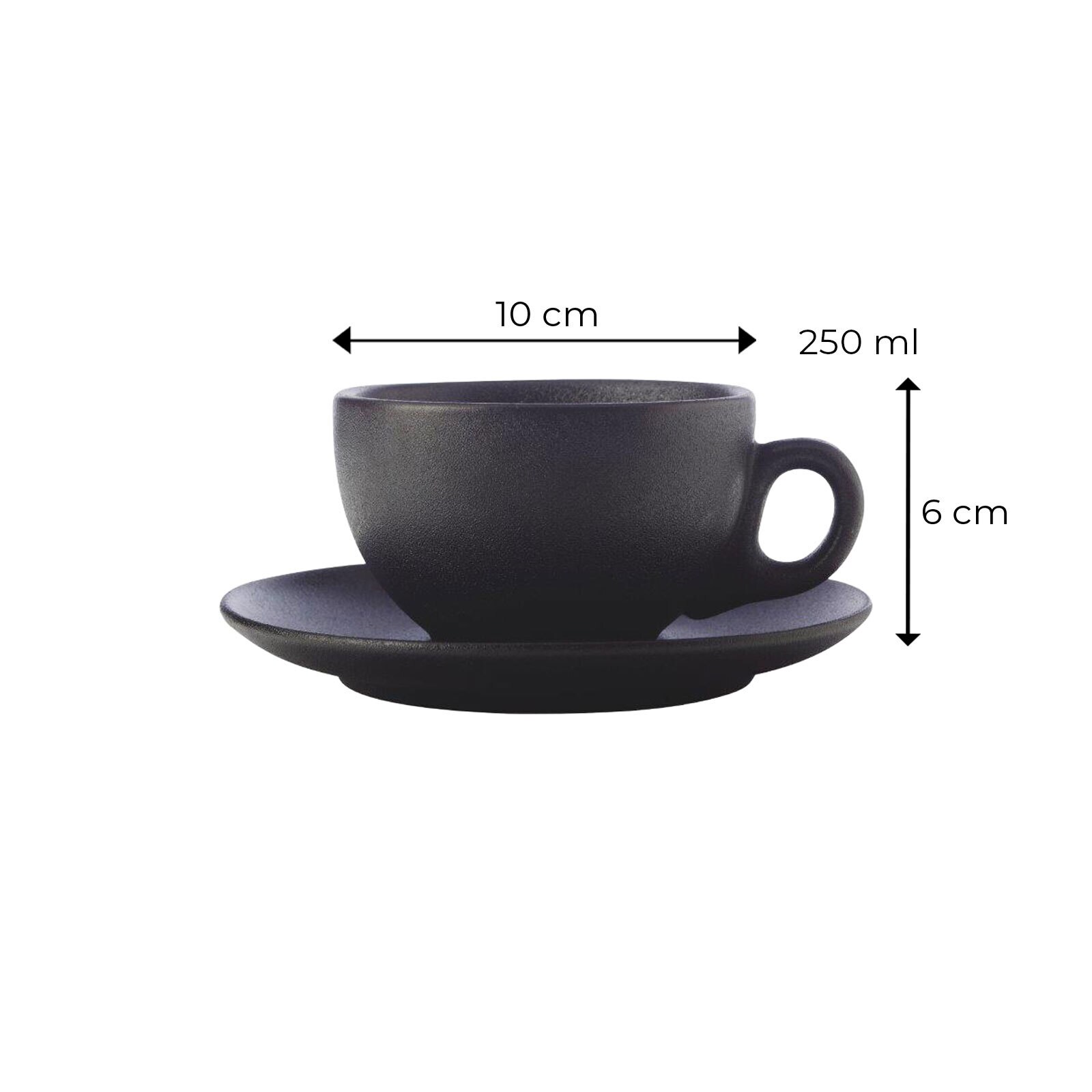 Maxwell & Williams Kaffeetassen mit Untertassen Caviar Black 250 ml 10er Set