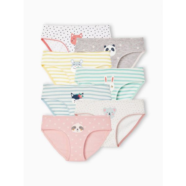 Vertbaudet Lote de 7 Cuecas Animais Menina Branco 4A
