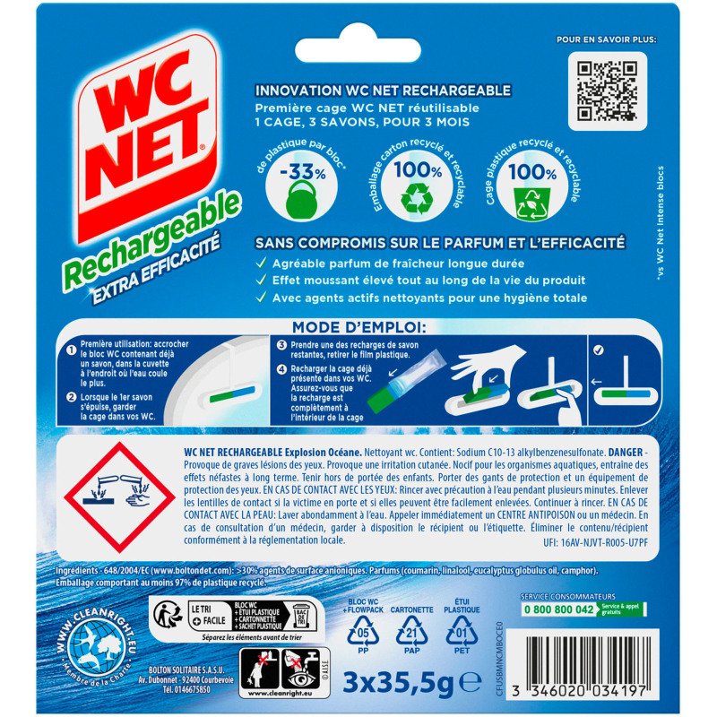 Bloc WC Net rechargeable longue durée Explosion océane