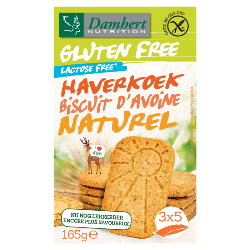 Damhert Haverkoekjes Naturel Glutenvrij 165g