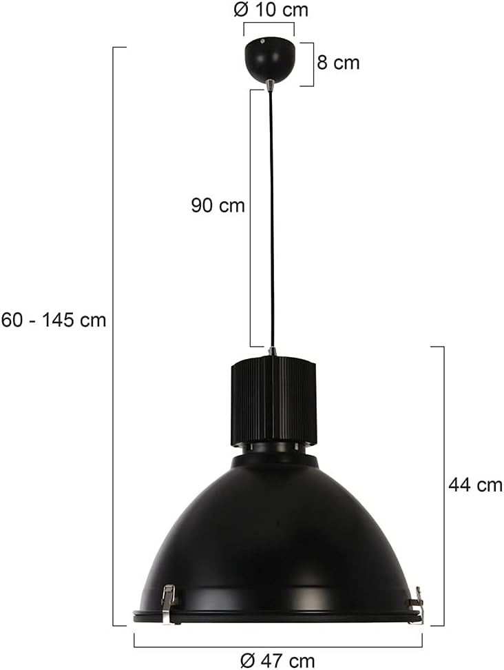 Steinhauer Bikkel Hängeleuchte Schwarz 42 cm breit
