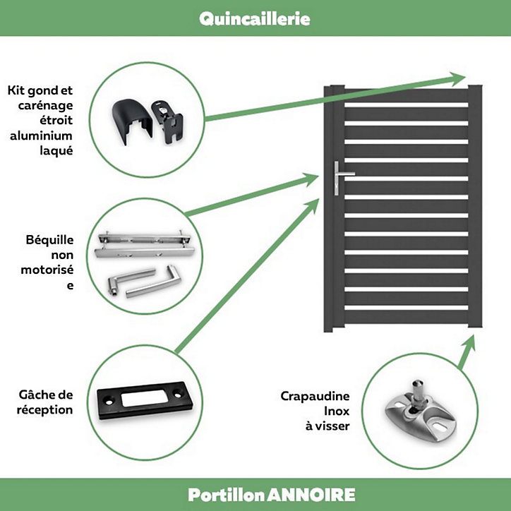 Portillon Jardimat battant aluminium Audelange noir- 100 x h.170 cm