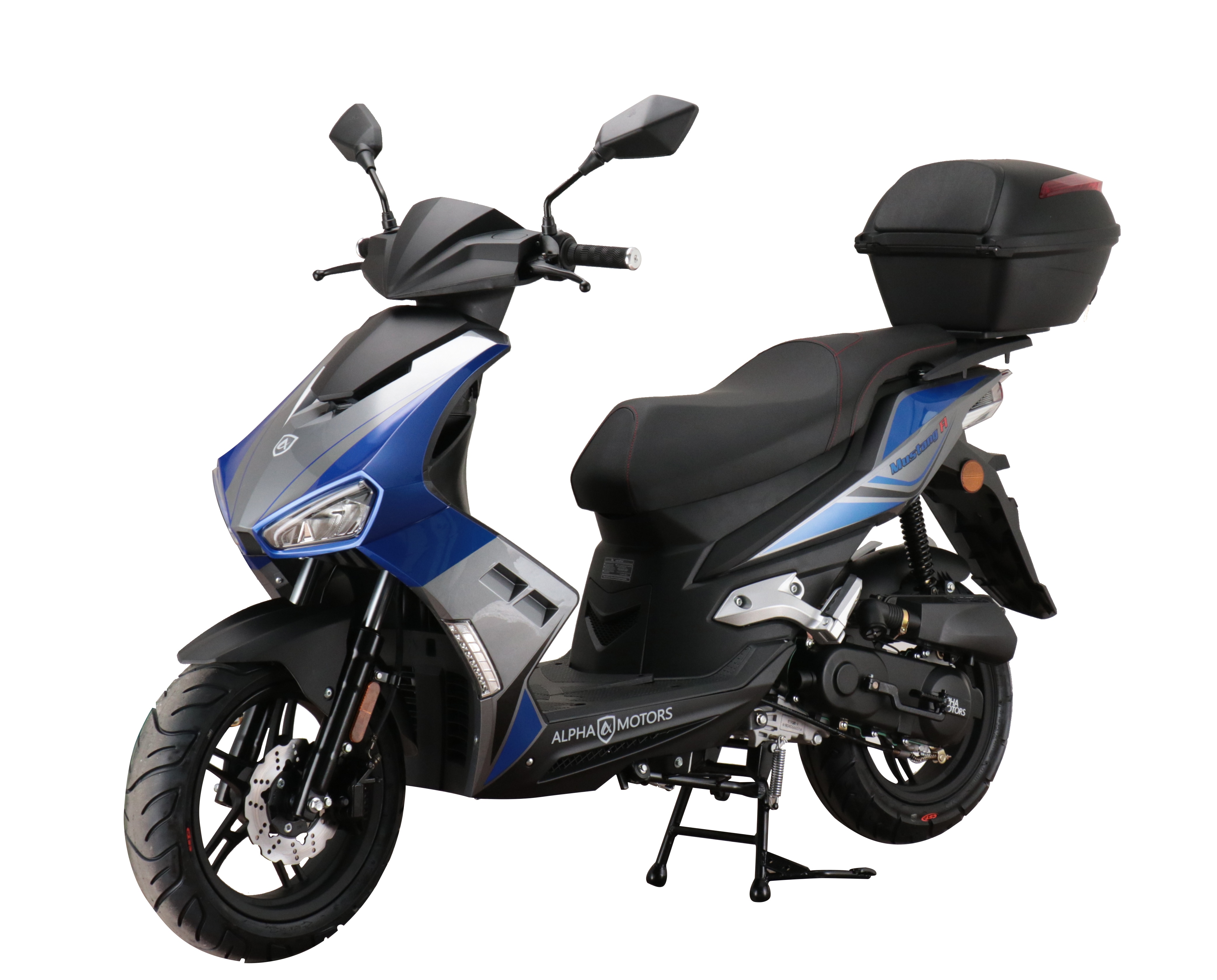 Alpha Motors Motorroller Mustang FI 50 ccm 45 kmh EURO 5 blau-grau inkl. Topcase