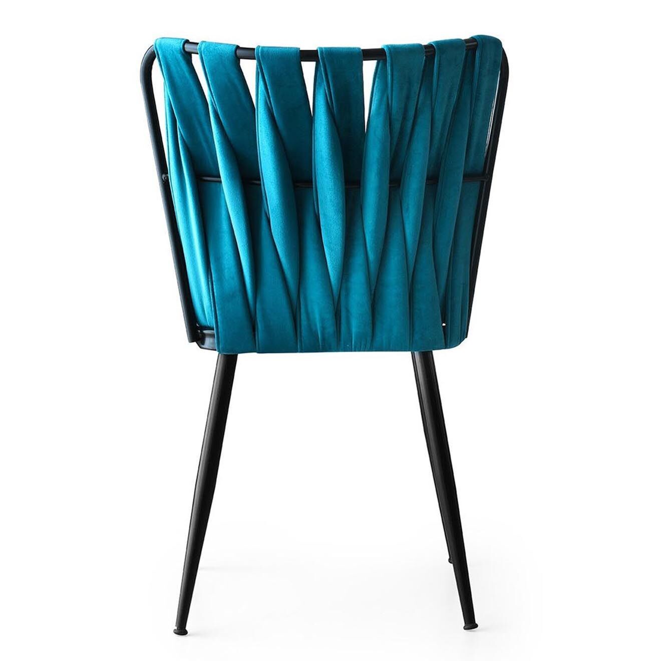 Wooden Art 2 Chaises Kusakli noir/bleu - 43x82x43 cm