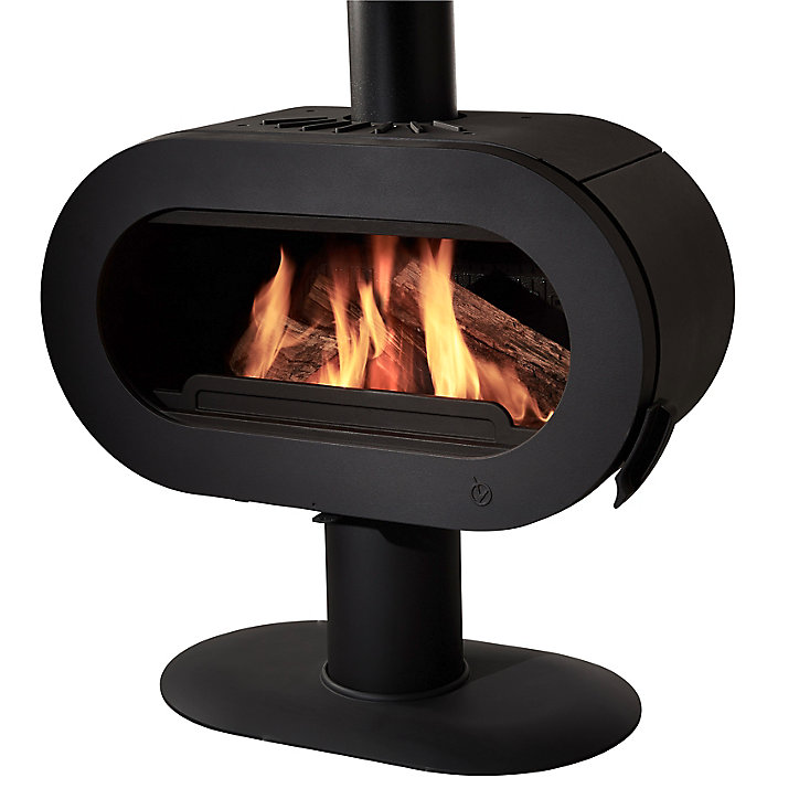 Poêle à bois en fonte Invicta Fifty sur pied Noir 10kW 120m²