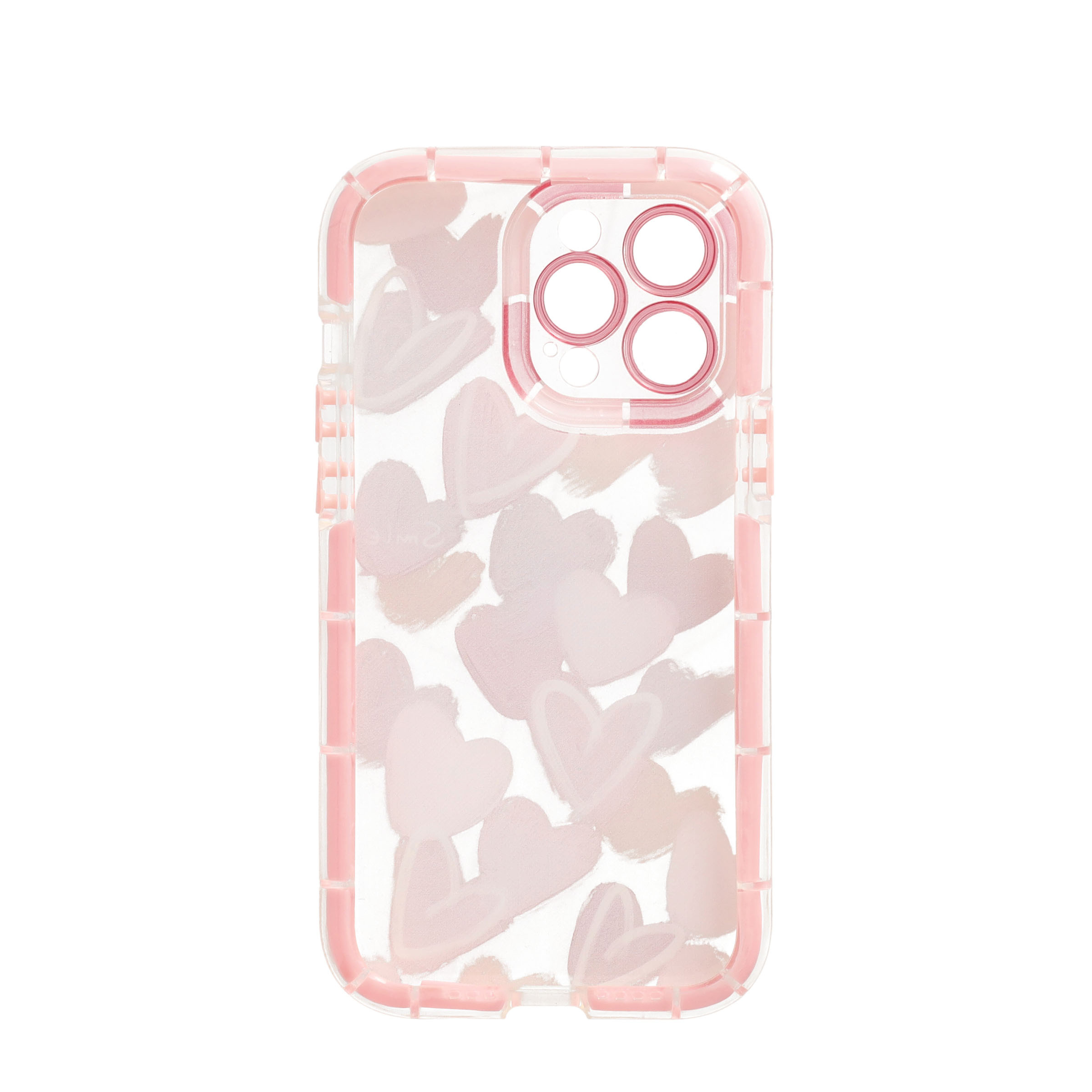 iPhone 14 Pro Max Hybrid Hardcase Hülle Air Cushion Fallschutz - Rosa Herzen