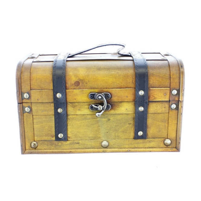 Truhe - L - braun/schwarz - aus Holz - ca. 33 x 22,5 x 21 cm