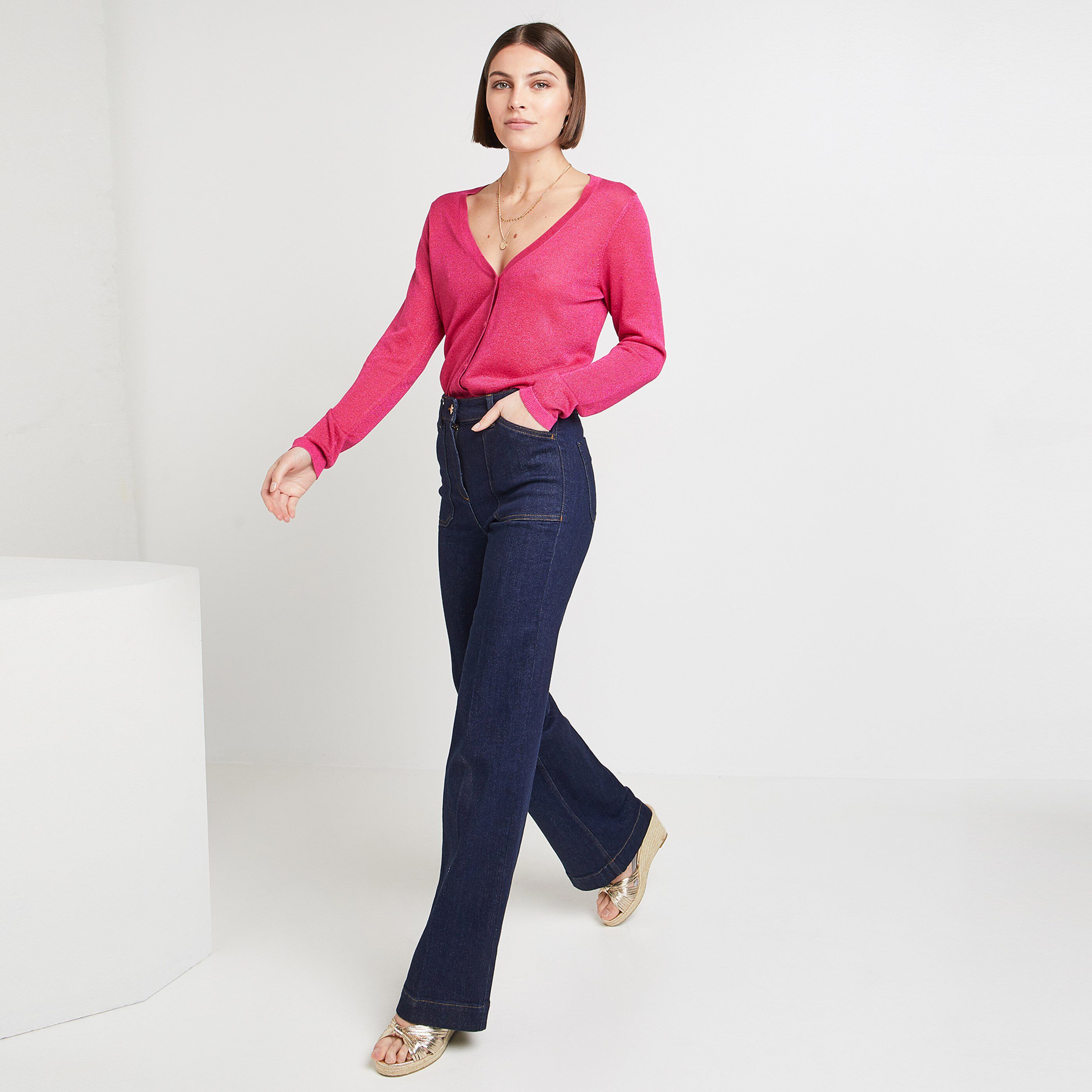 Gilet lurex femme - ROSE