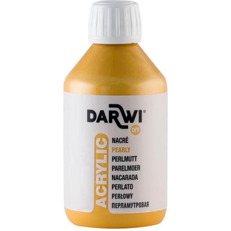 Darwi Flacon de 250 ml de Peinture Acrylique Universelle Nacrée - Jaune or