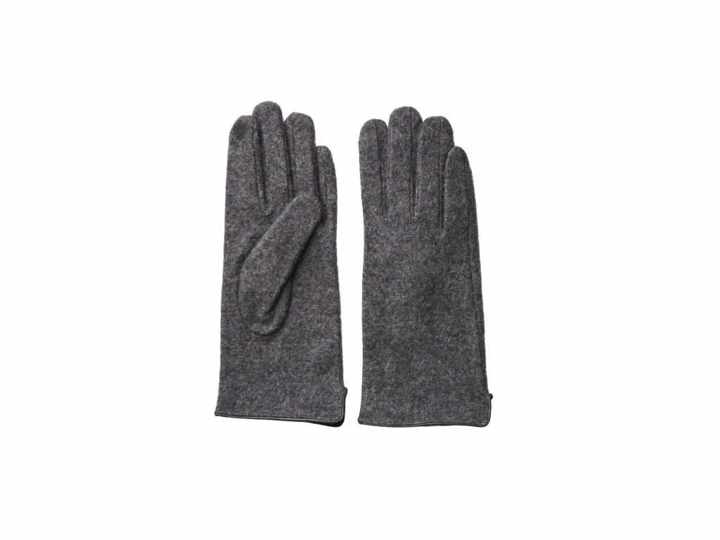PIECES Strickhandschuh Grau Textil