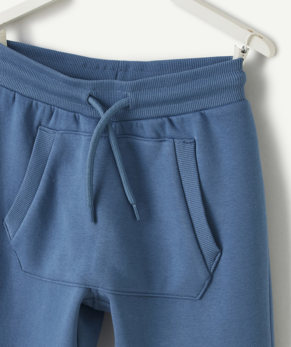 JOGGING GARÇON EN FIBRES RECYCLÉES BLEU AVEC POCHE KANGOUROU