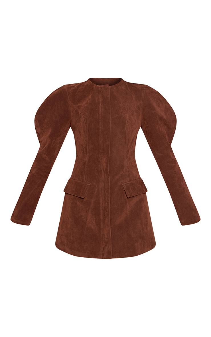 Chocolat Robe Blazer Zippée En Synthétique