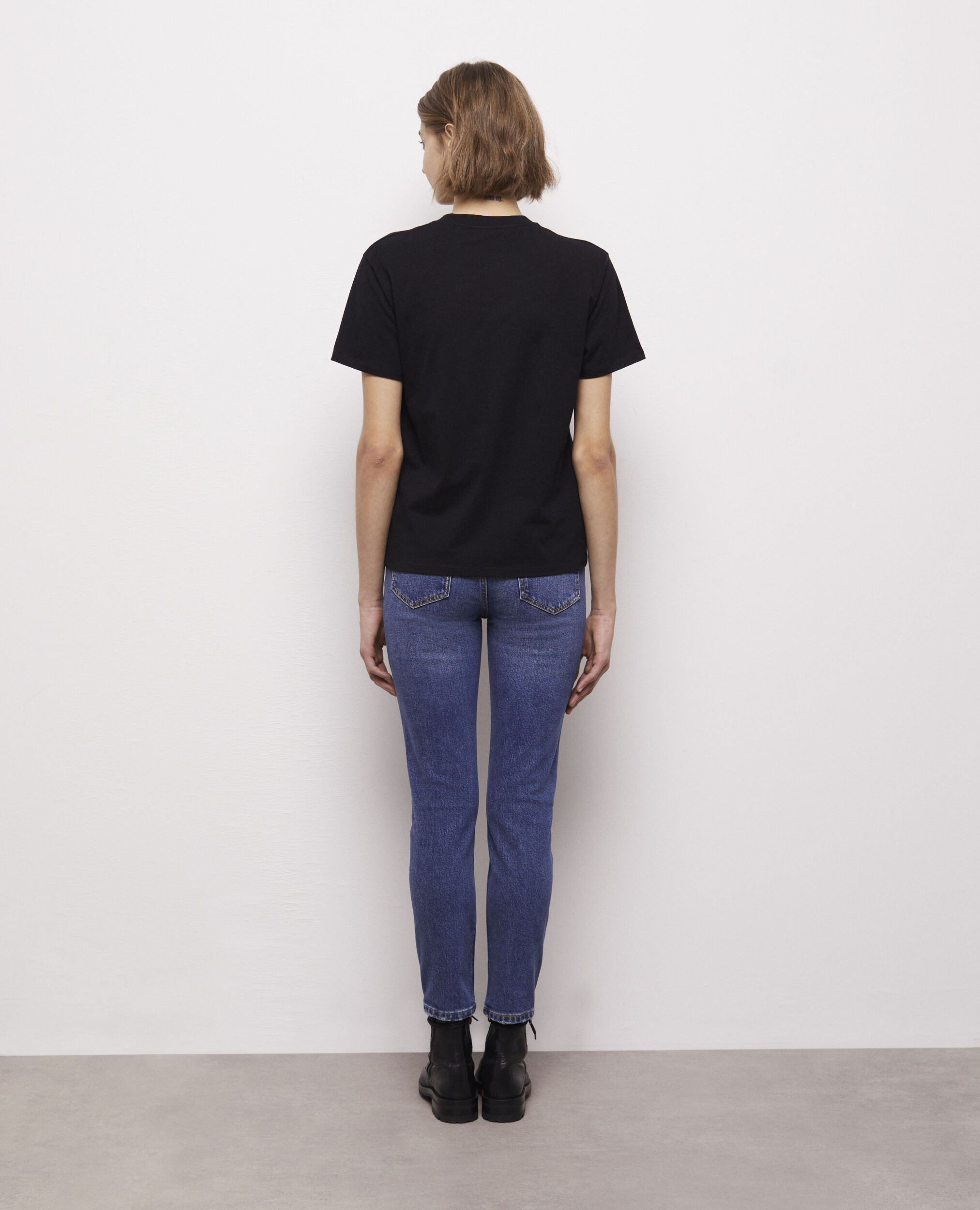 T-shirt noir coton à logo imprimé