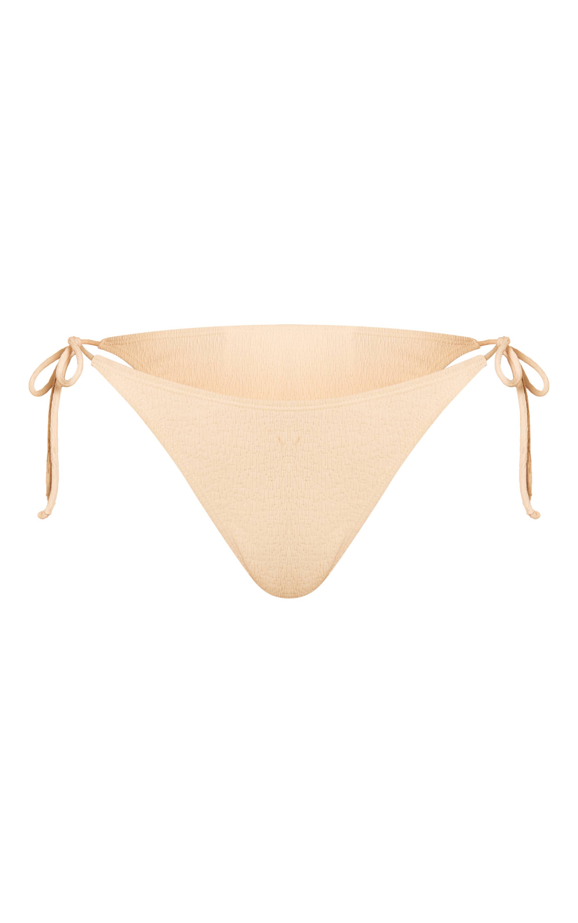 Crème Bas De Bikini Texturé À Nouer Sur Les Côtés