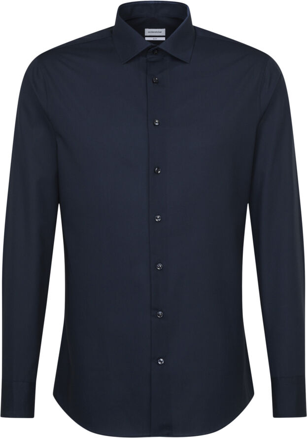 Seidensticker Business Shirt Slim Long sleeve Kent-Collar Uni Dark blue